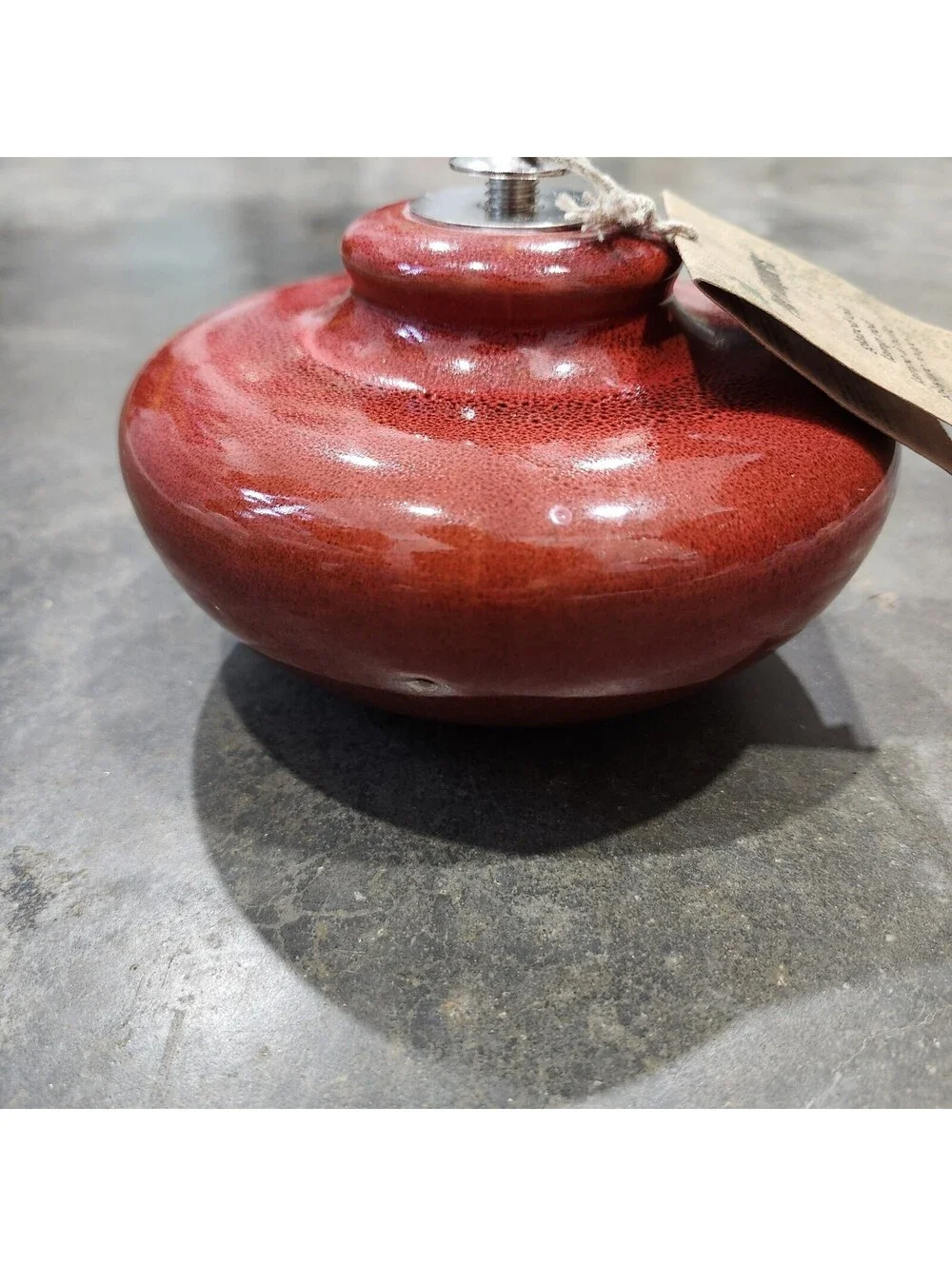 Pier 1 Ceramic Glazed Oil Lamp Red Candle Tabletop Light New Decor